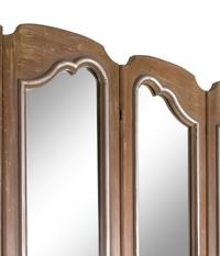 A White-Washed and Silvered Mirror-Inset Six-Panel Floor Screen