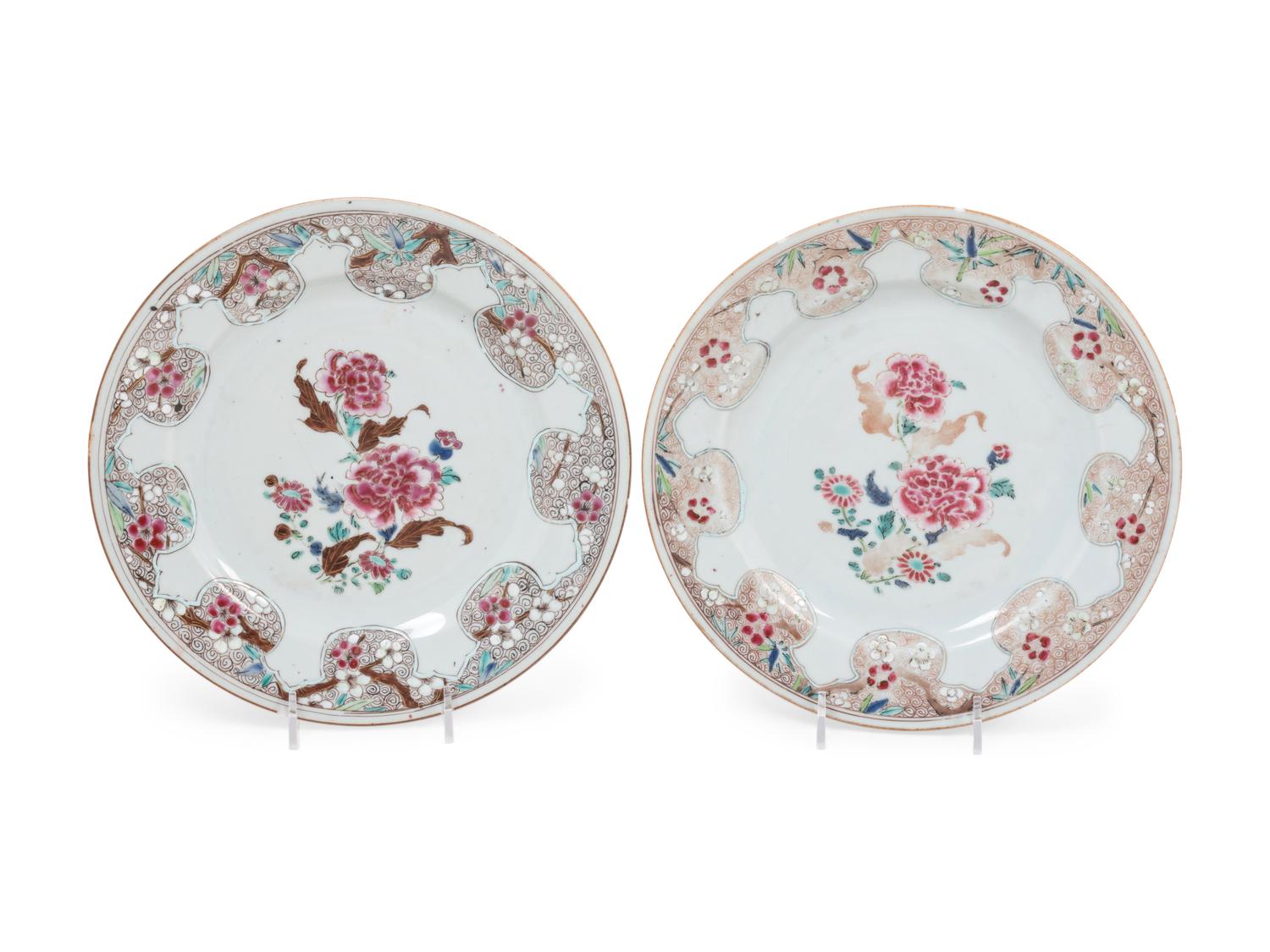 Five Export Famille Rose Porcelain 'Floral' Plates