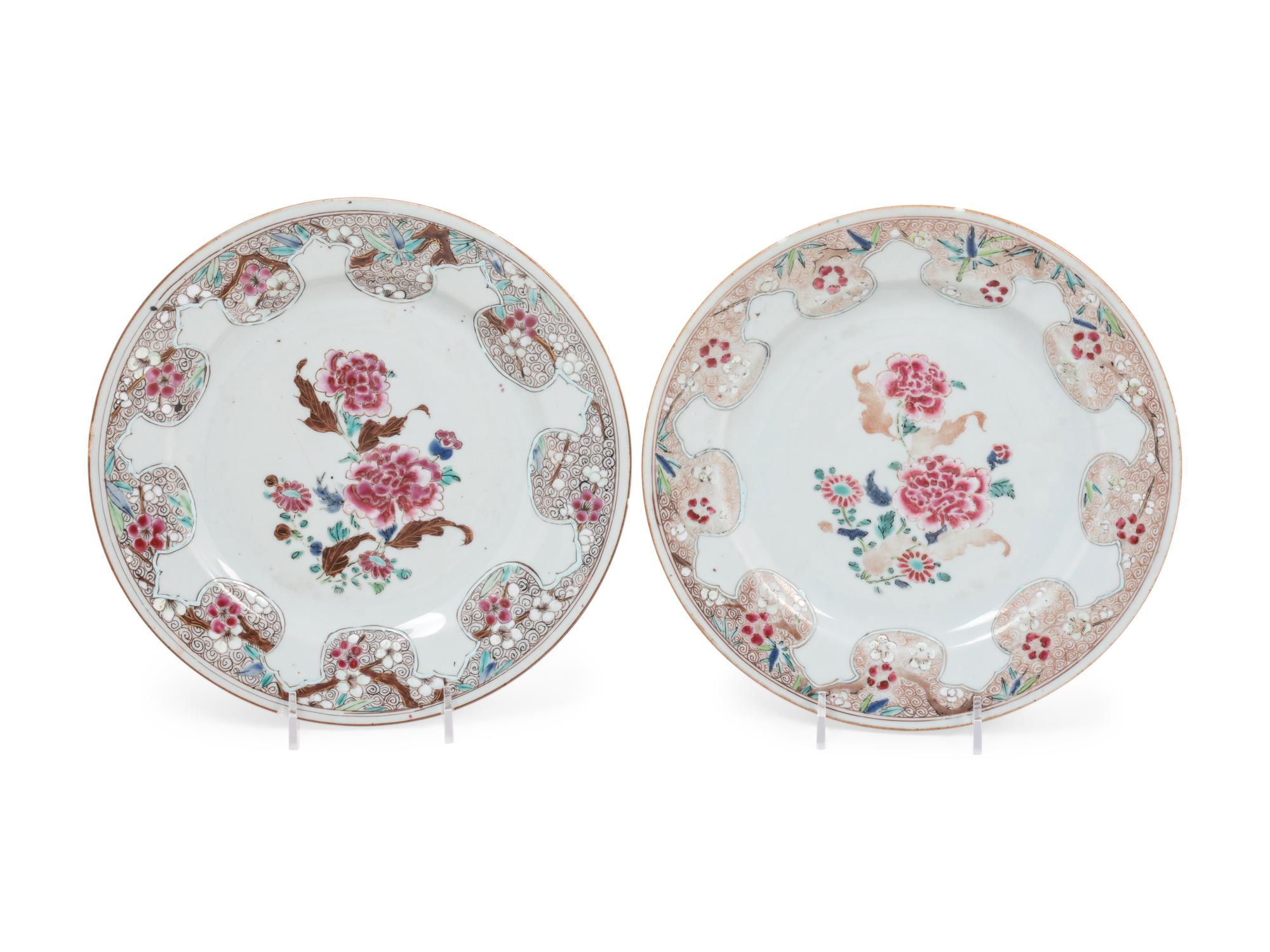 Five Export Famille Rose Porcelain 'Floral' Plates