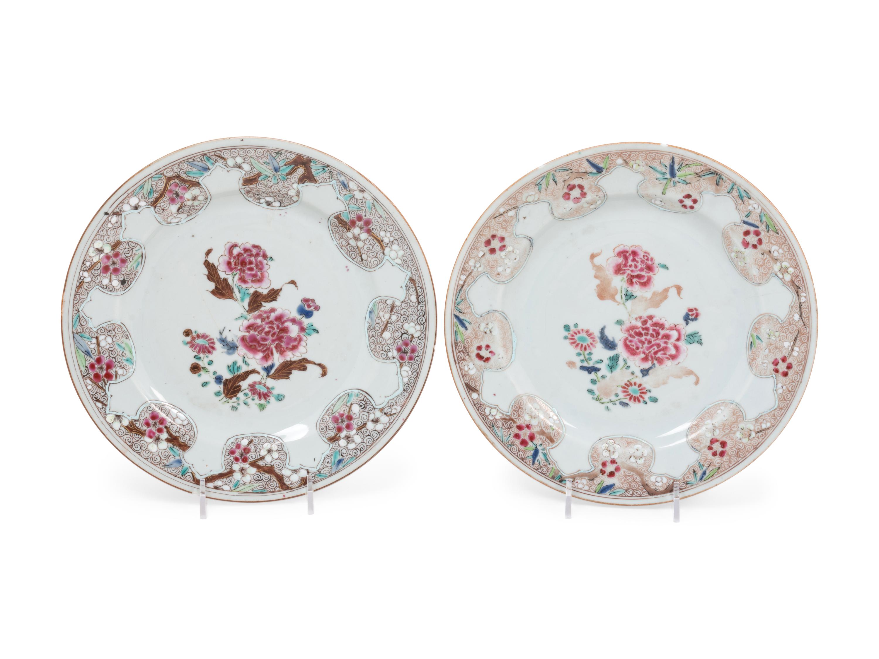 Five Export Famille Rose Porcelain 'Floral' Plates