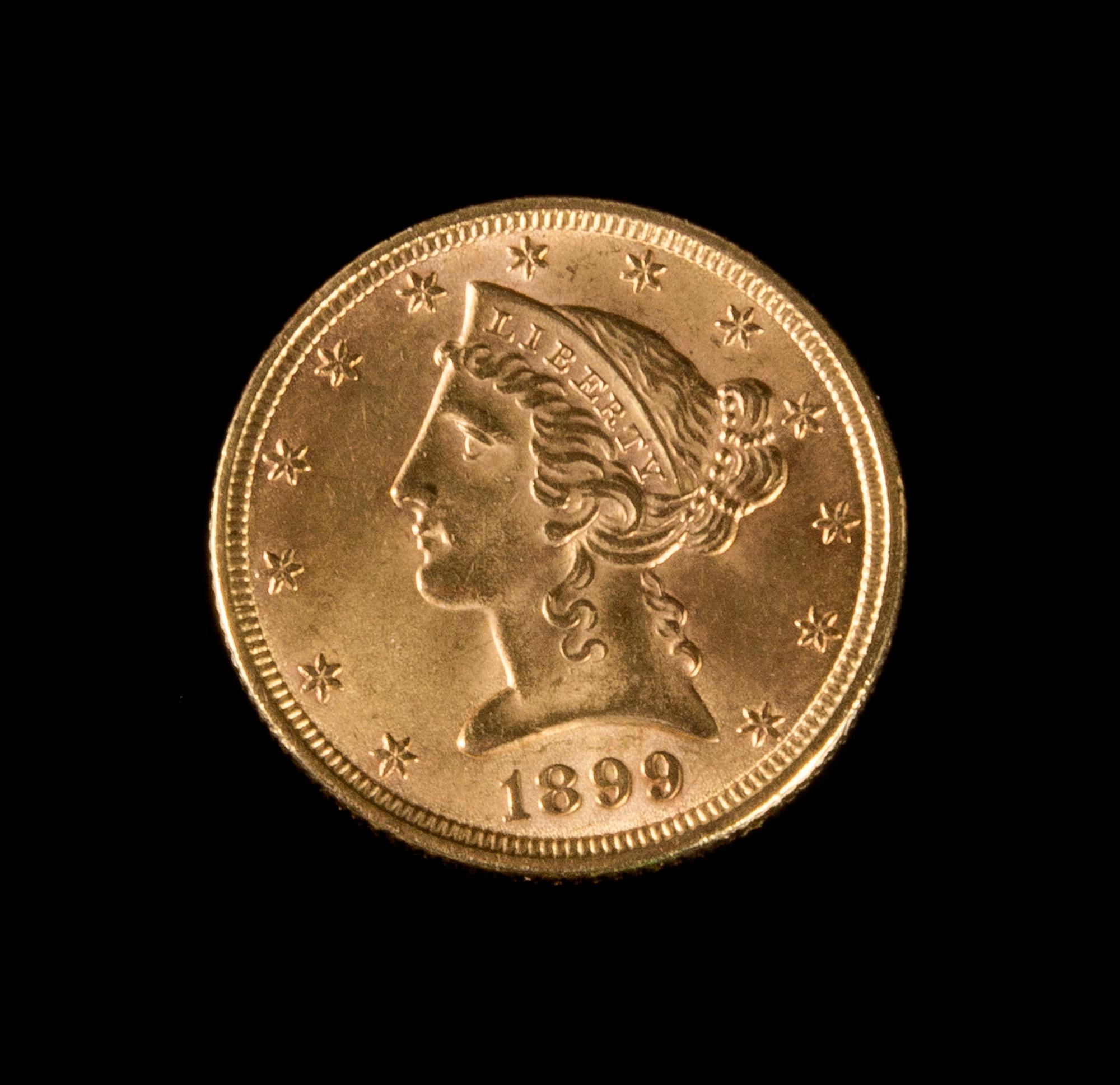 A United States 1899 Liberty Head $5 Gold Coin