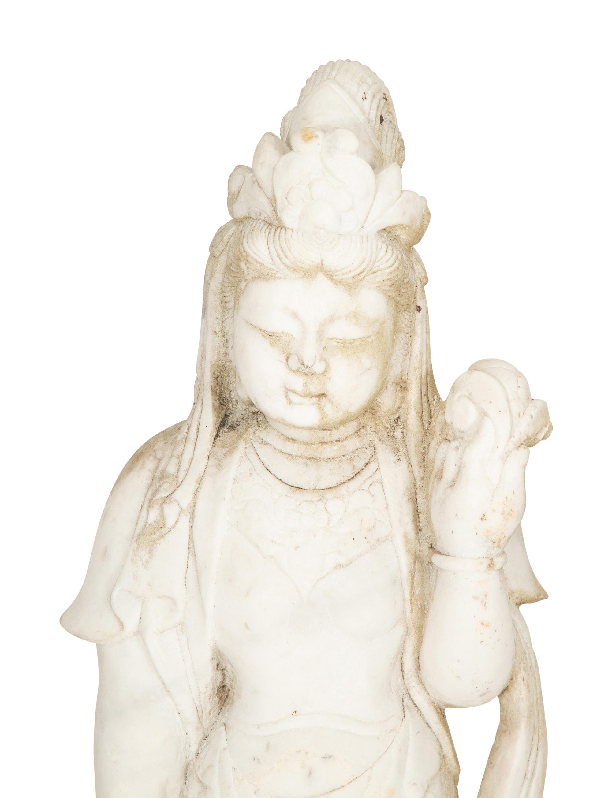 A Chinese Carved Marble Figure of Quan Yin — 19th/20th Century