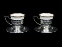 A Set of Twelve American Silver Demitasse Cup Frames and Saucers