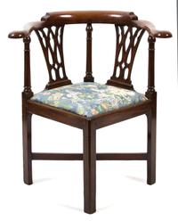 A Georgian Style Mahogany Corner Chair Height 32 inches. — 19TH CENTURY