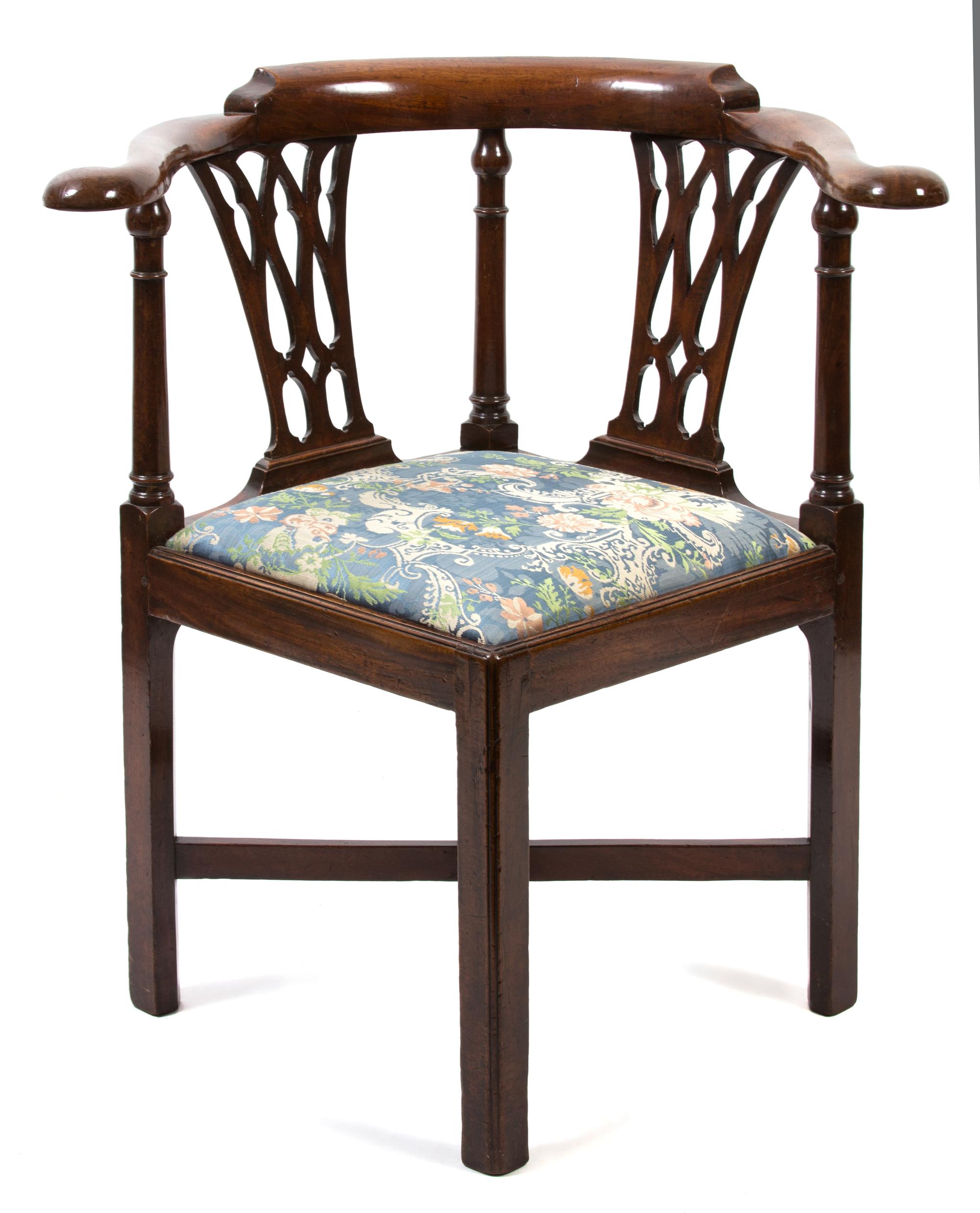 A Georgian Style Mahogany Corner Chair Height 32 inches. — 19TH CENTURY