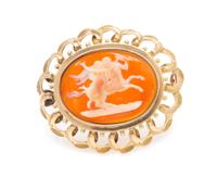 A Victorian Yellow Gold and Carved Agate Cameo, Michelini, 13.50 dwts.