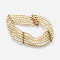 A Multi-Strand Pearl and Diamond Bracelet