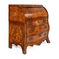 A Dutch Walnut and Marquetry Cylinder Bureau