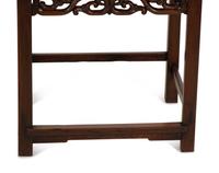 A Pair of Chinese Carved Hardwood Side Chairs with Marble Inset Back Panel