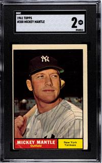 A Complete Set Of 1961 Topps Baseball Cards (587/587) including SGC Graded Mickey Mantle Cards