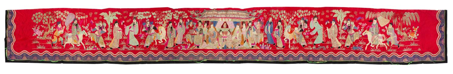Five Chinese Embroidered Silk Panels
