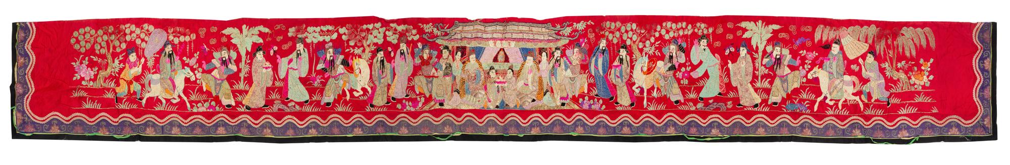 Five Chinese Embroidered Silk Panels
