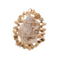 YELLOW GOLD AND QUARTZ CRYSTAL PENDANT/BROOCH