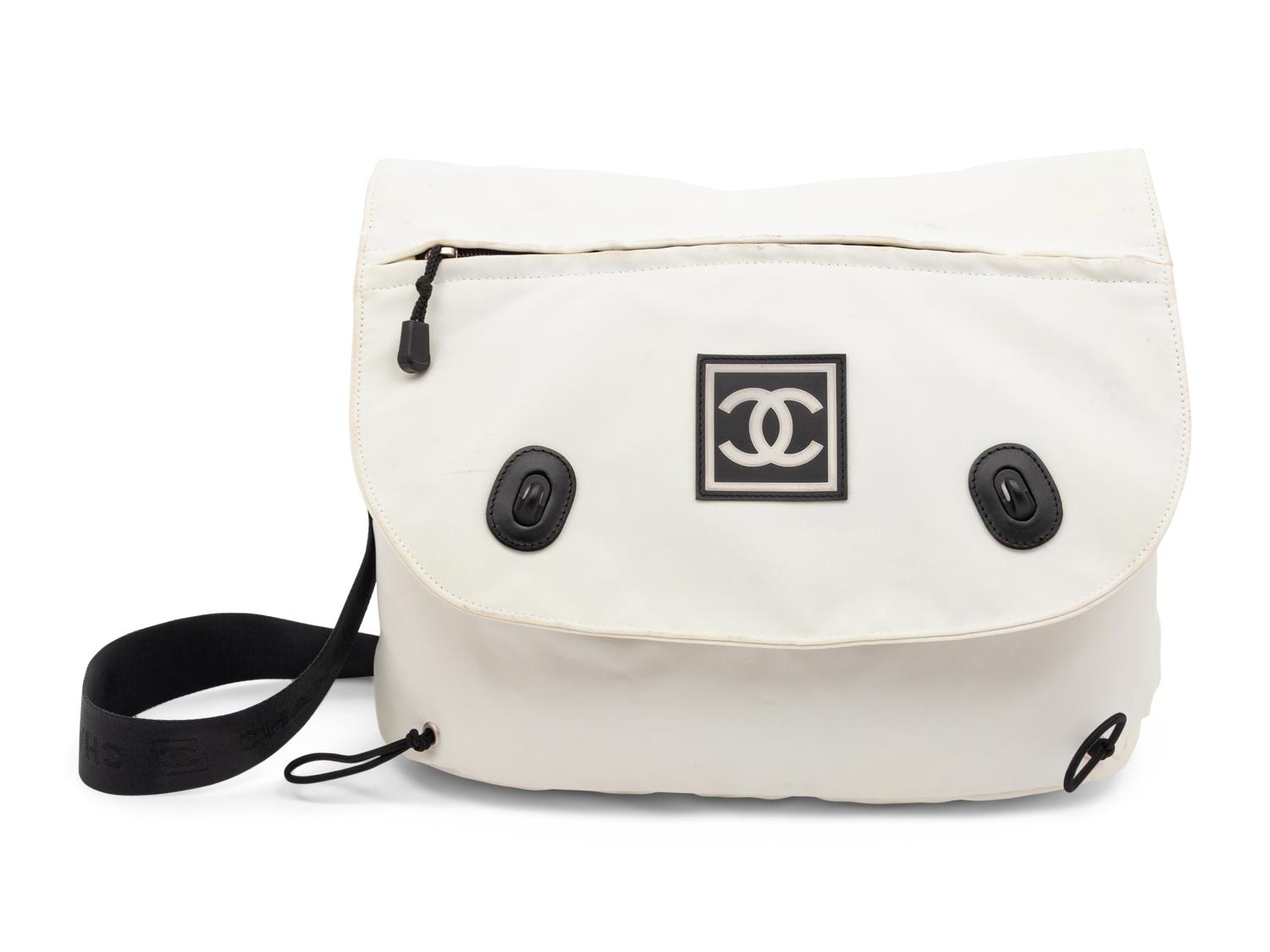 Chanel, White Nylon Messenger Bag