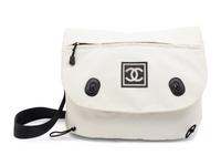 Chanel, White Nylon Messenger Bag