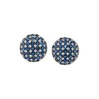 SAPPHIRE AND DIAMOND BUTTON EARRINGS