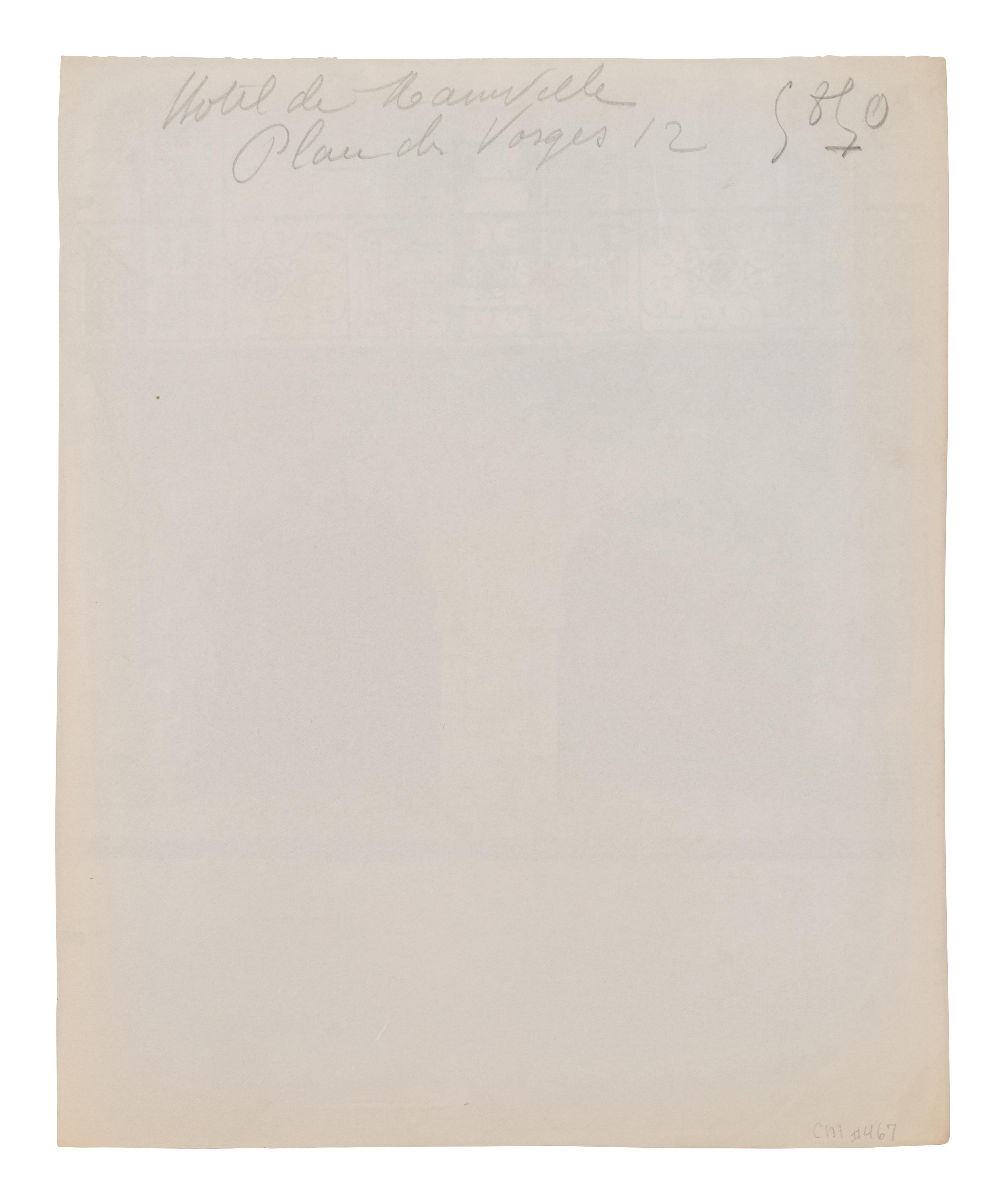 A group of four photographs ( Hôtel de Mainville, place des Vosges 12 , 1911-1912; Hôtel de Canhillac, place des Vosges 14 , 1911-1912; Hôtel de Nevers, 18 rue Seguier , 1908; Hôtel Beauffremont, rue de Grenelle 87 , 1901)
