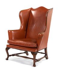 A George III Style Leather-Upholstered Mahogany Armchair