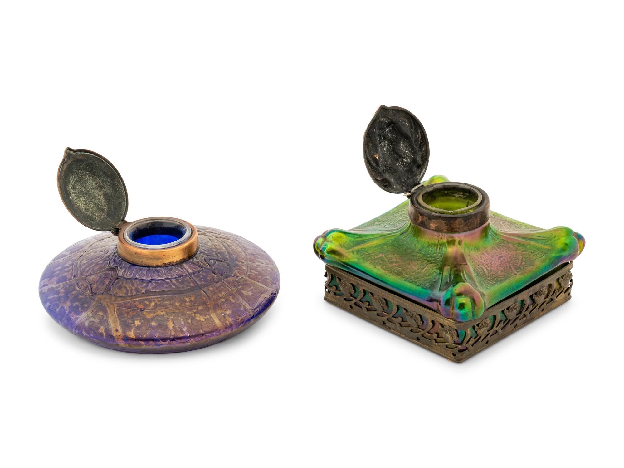 Two Loetz Glass Inkwells