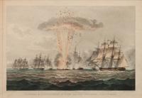 Three Nautical Color Engravings: Lord Howe in the Queen Charlotte, Bombardment of Algiers and Capture & Destruction of Four Spanish Frigates