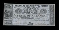 A State of Arkansas 1863 Blue Paper and Green Back $10 Treasury Warrant