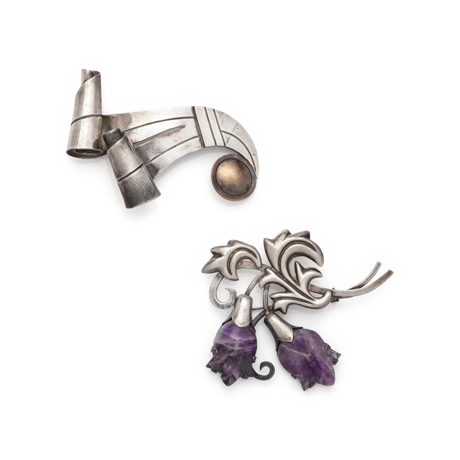 COLLECTION OF STERLING SILVER AND AMETHYST JEWELRY