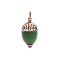 RUSSIAN, ANTIQUE, DIAMOND, RUBY AND NEPHRITE PENDANT