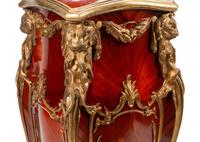 A Pair of Louis XV Style Gilt Bronze Mounted Marquetry Pedestals