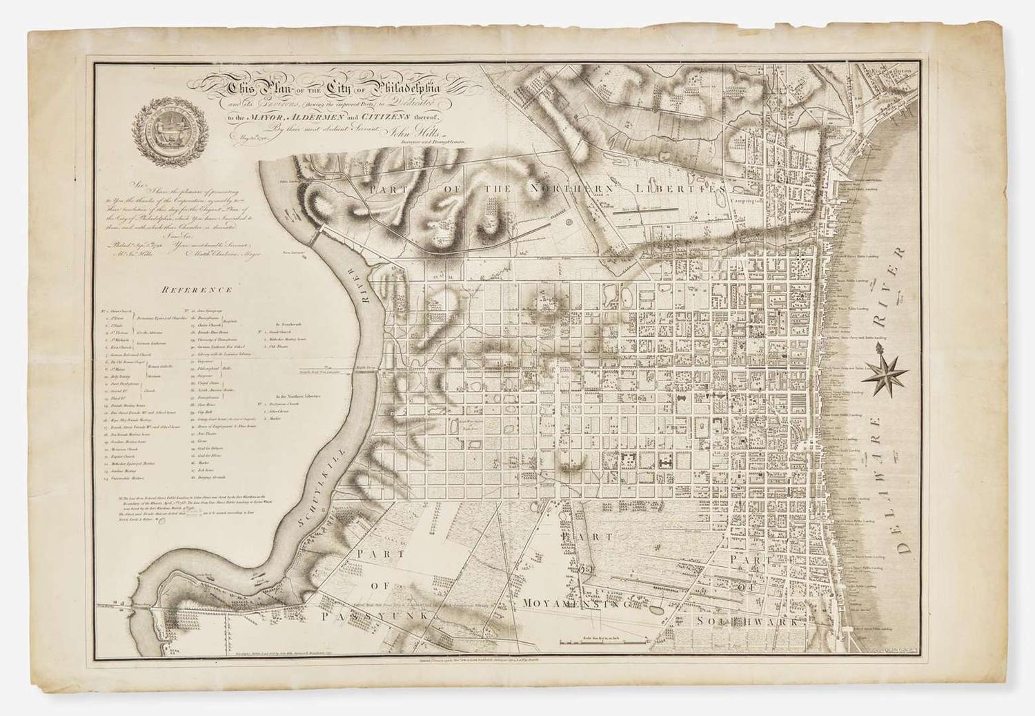 [Philadelphia & Pennsylvania] Hills, John: This Plan of the City of Philadelphia and it's Environs...