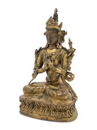 A Tibetan Gilt Bronze Seated Figure of Maitreya