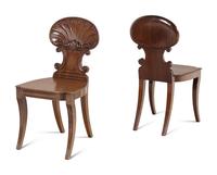 A Pair of Regency Mahogany Hall Chairs