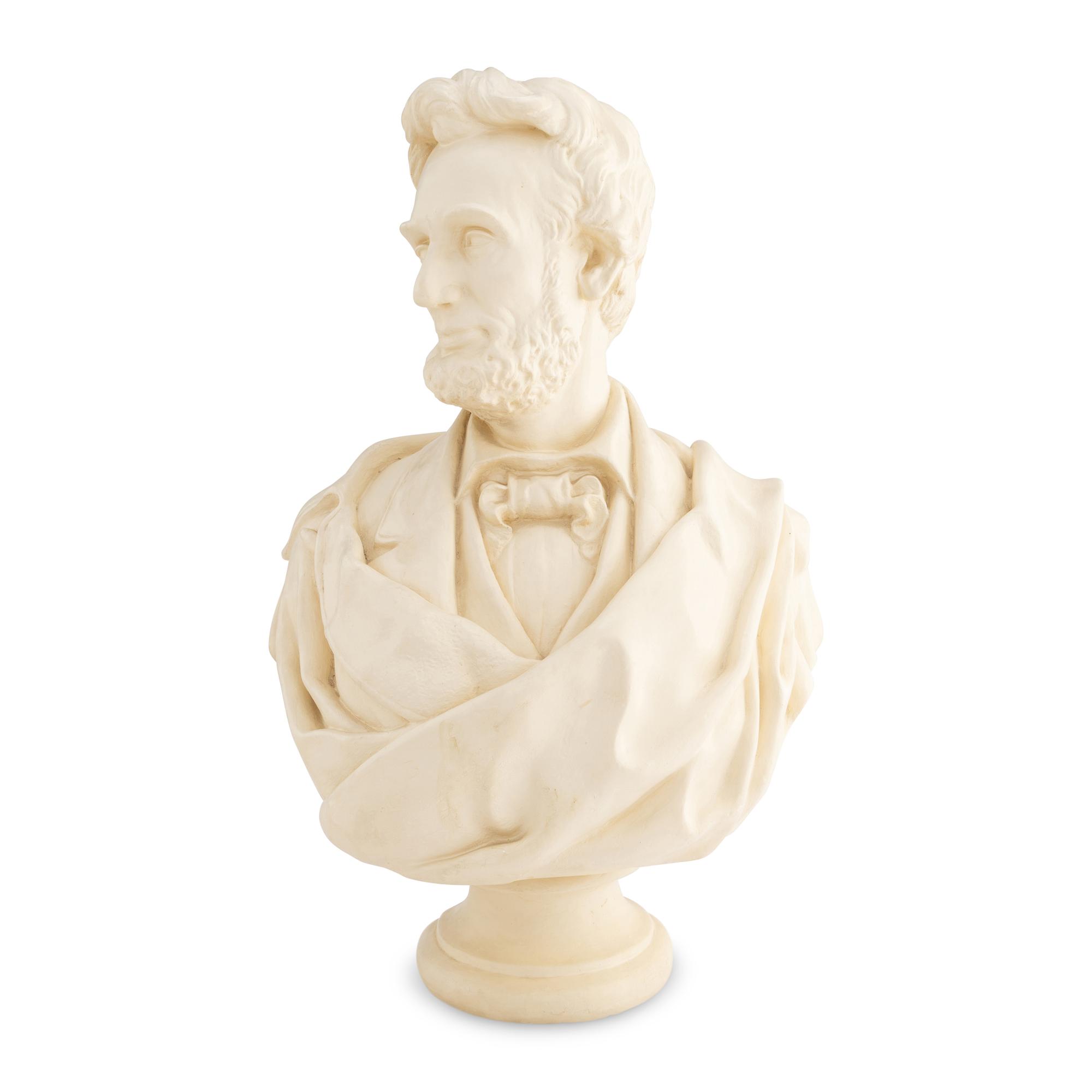 Thomas Dow Jones (American, 1811-1881) Bust of Abraham Lincoln "from life" plaster