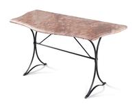 A Black Painted Iron Marble-Top Console Table