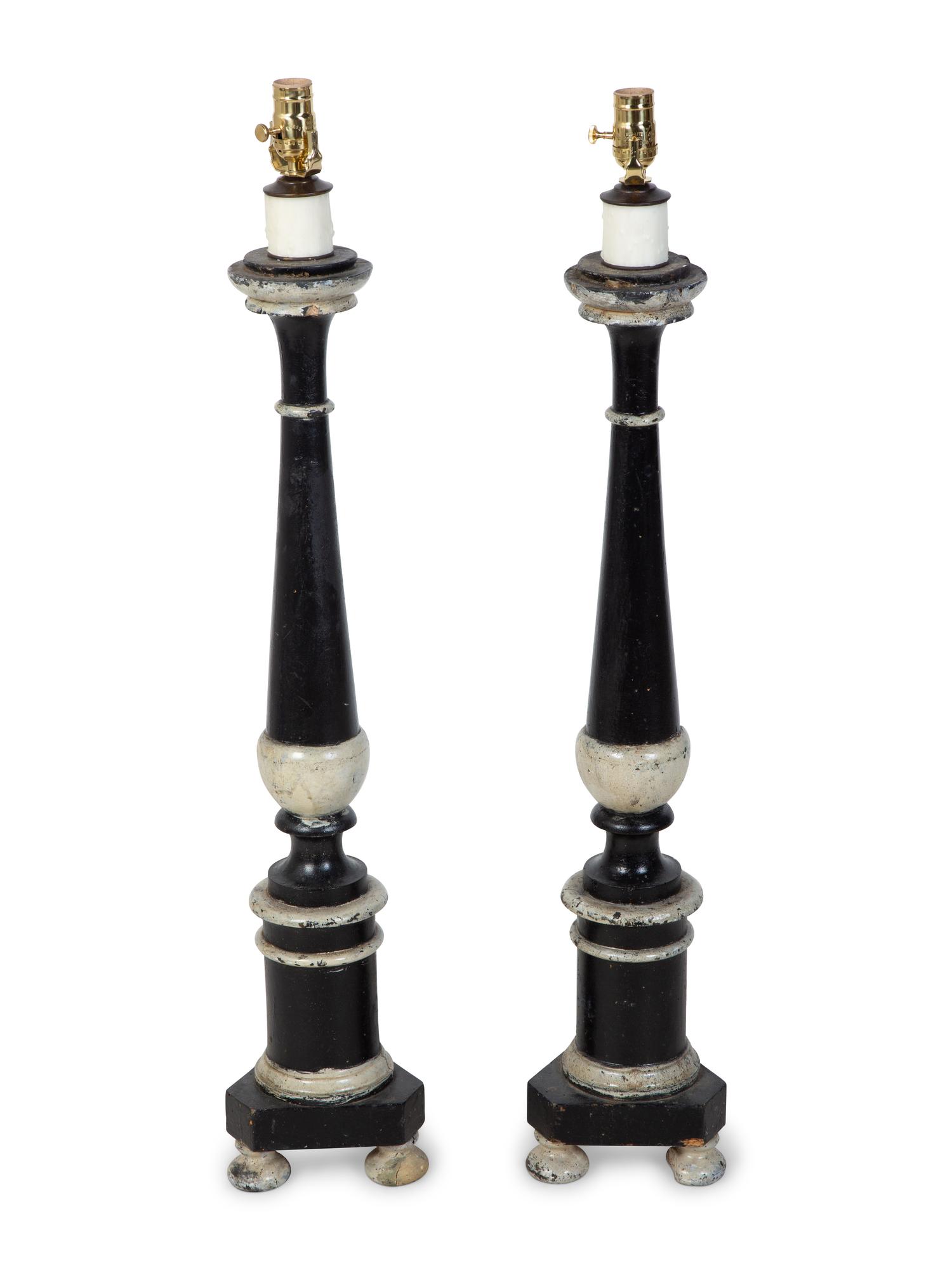 A Pair of Italian Painted Prickets
