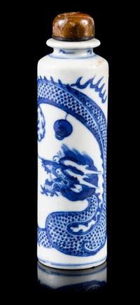 A Blue and White Porcelain Snuff Bottle Height 4 inches. — DAOGUANG PERIOD (1821-1850)