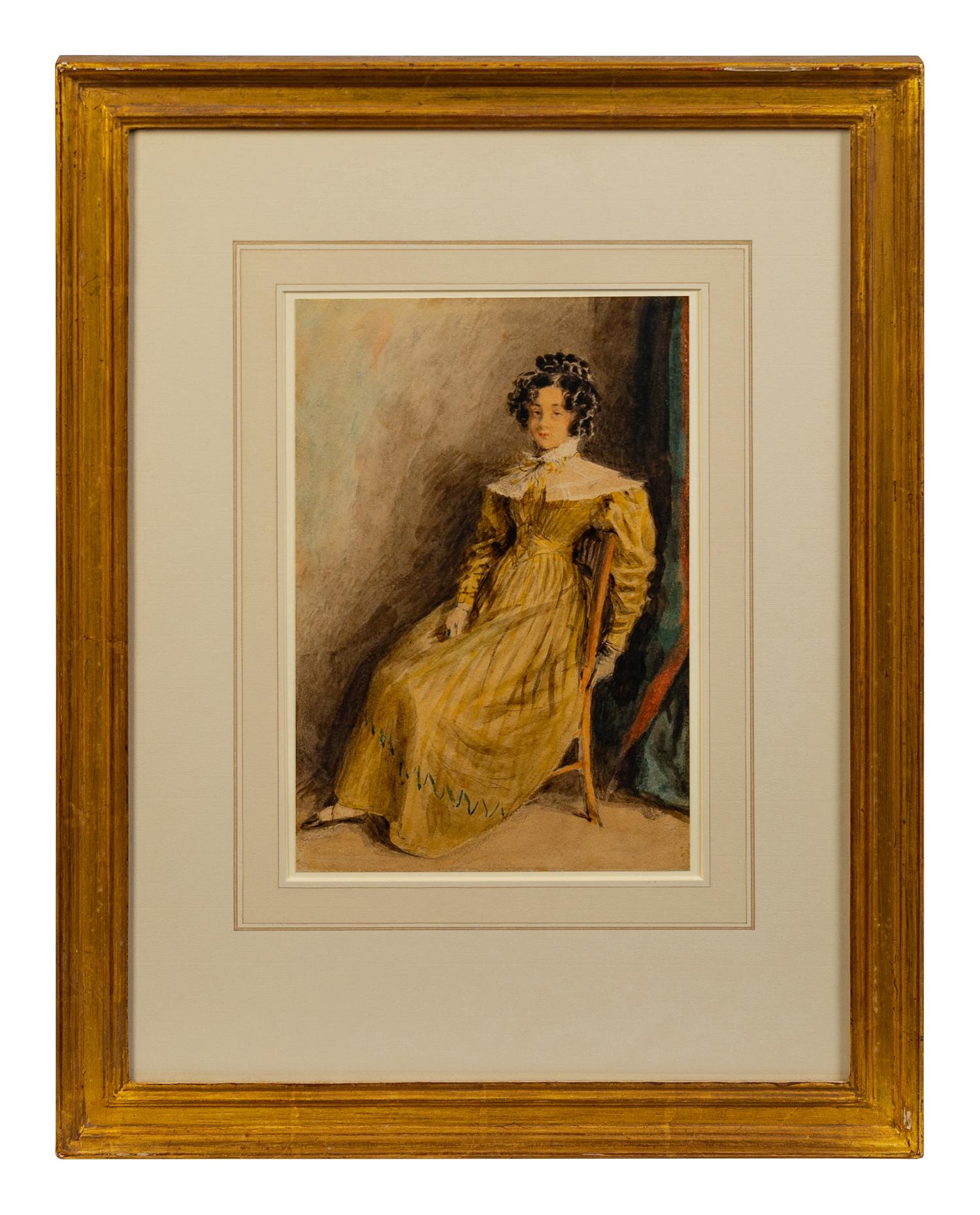 A Lady in a Yellow Dress Seated in a Chair — circa 1827-30