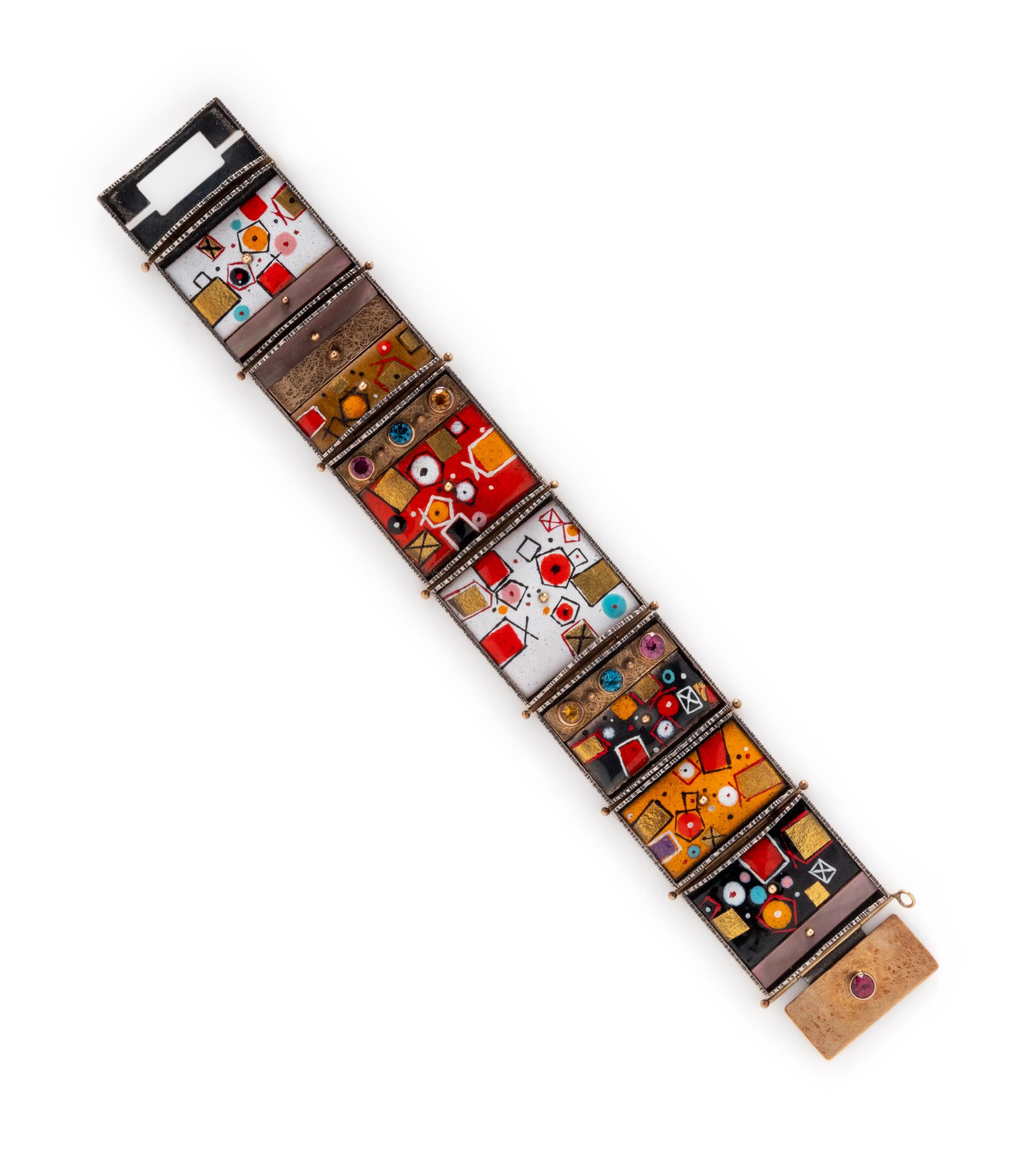 EARL PARDON, ENAMEL AND MULTIGEM BRACELET