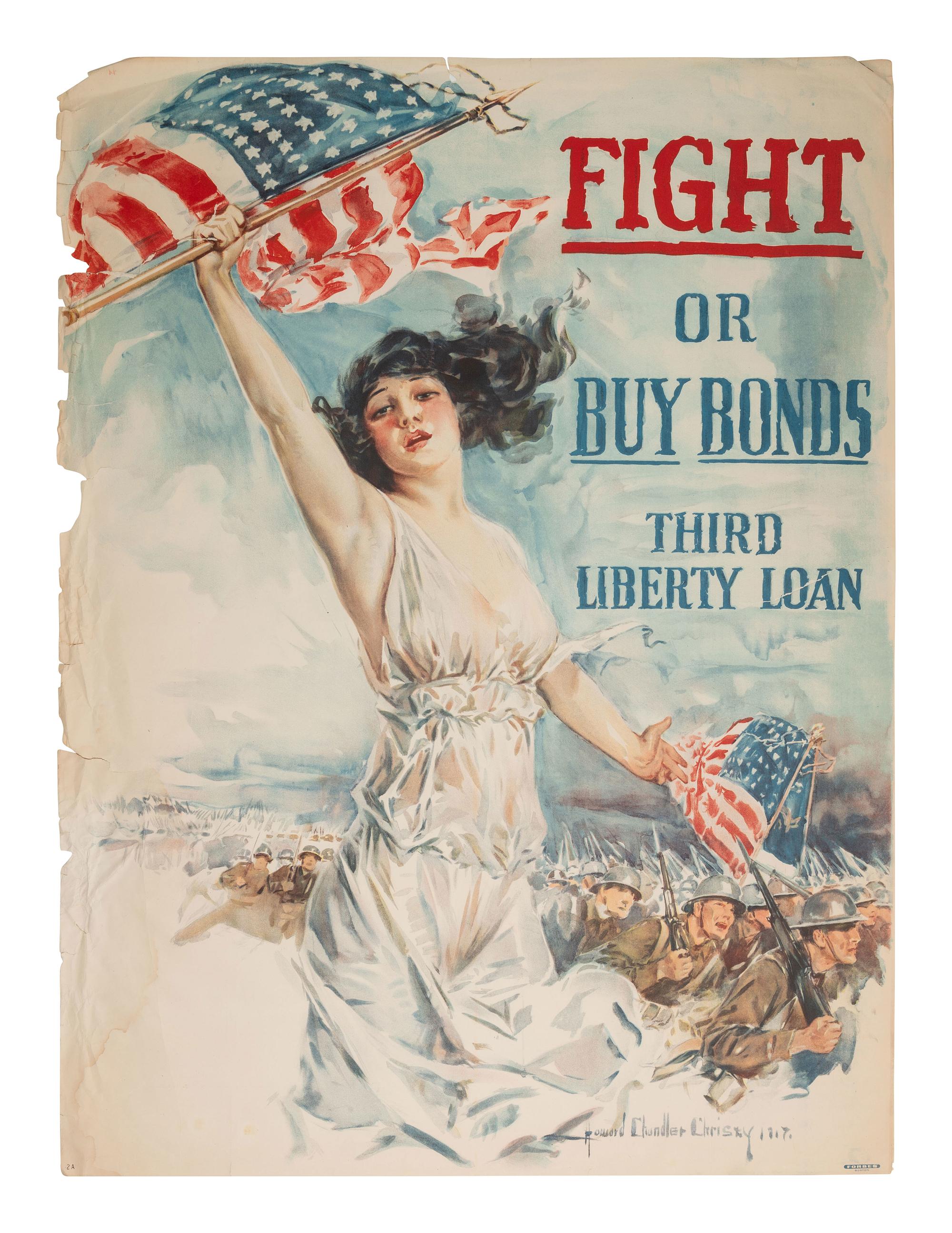 [WWI-WWII]. 14 World War I and Word War II posters, incl. examples by CHRISTY, HIRSCH, & ROCKWELL.