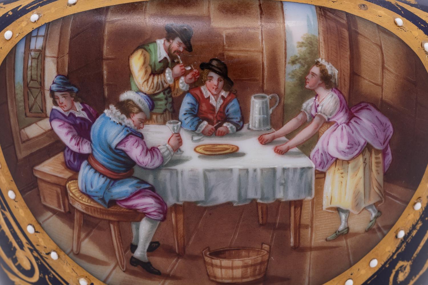 A Sèvres Style Painted, Parcel-Gilt and "Jeweled" Porcelain Covered Jar