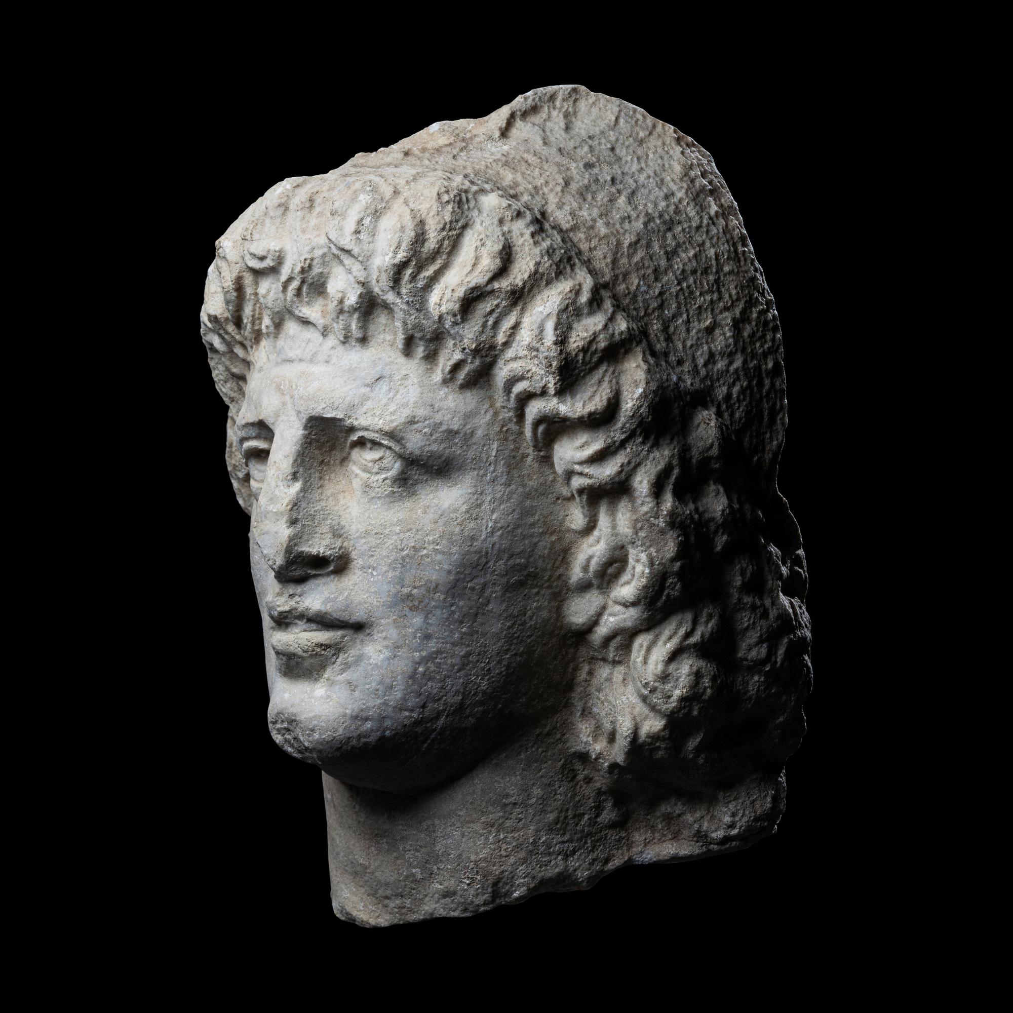 A Roman Marble Head of a Dioscuri