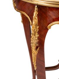 A Pair of Louis XV Style Gilt Bronze Mounted Marble-Top Side Tables
