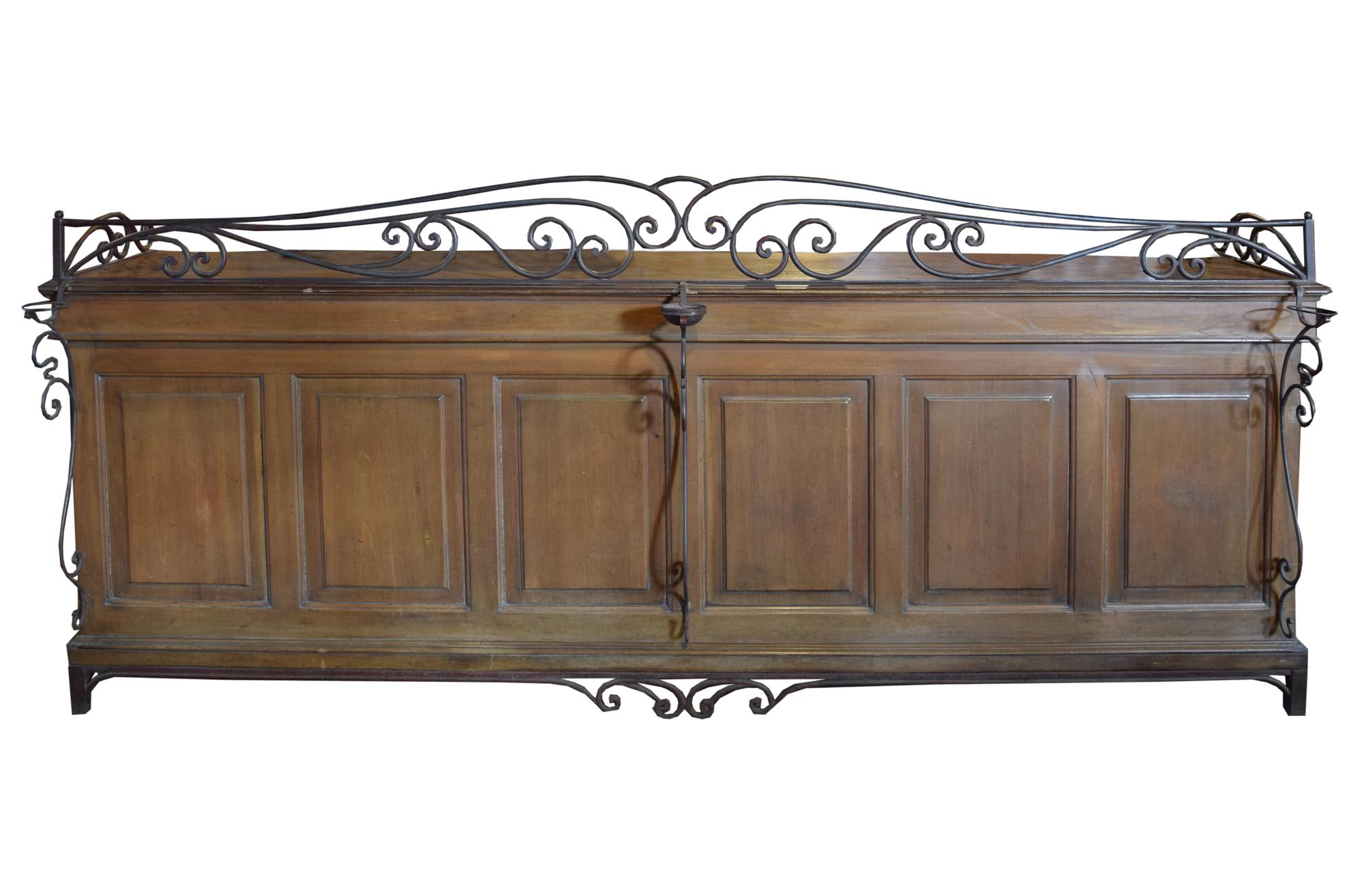 A Wrought Iron and Wood Shop Counter 118" W x 29" D x 52" H — Argentina, Circa 1920