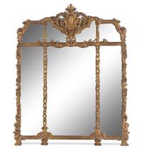An Italian Neoclassical Carved Giltwood Marble-Top Console Table and Mirror