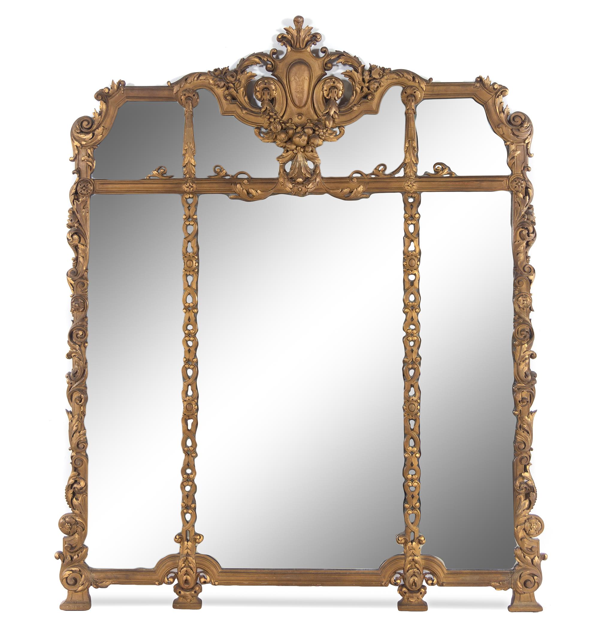 An Italian Neoclassical Carved Giltwood Marble-Top Console Table and Mirror