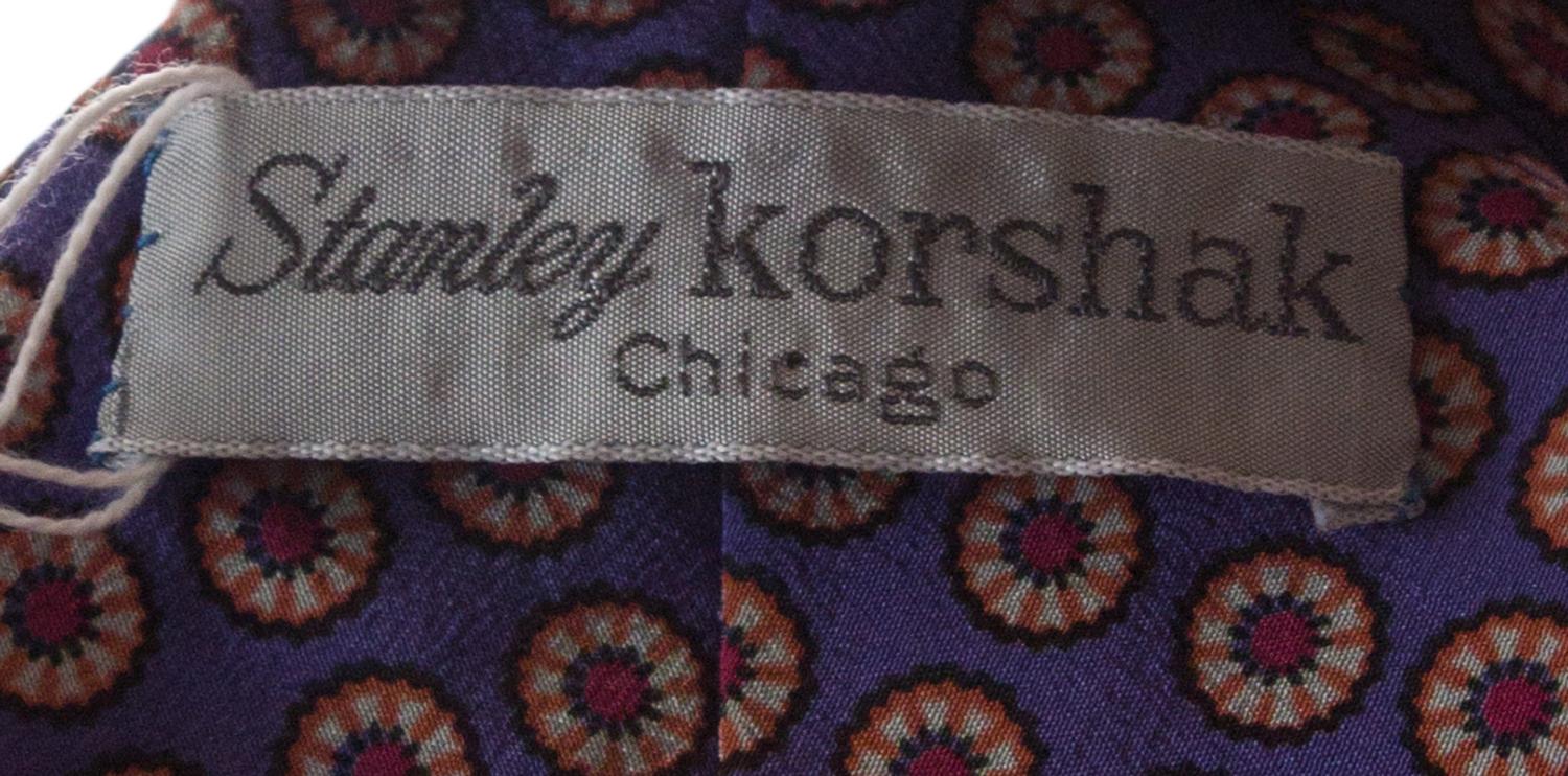 A Stanley Korshak Purple Silk Print Dress,