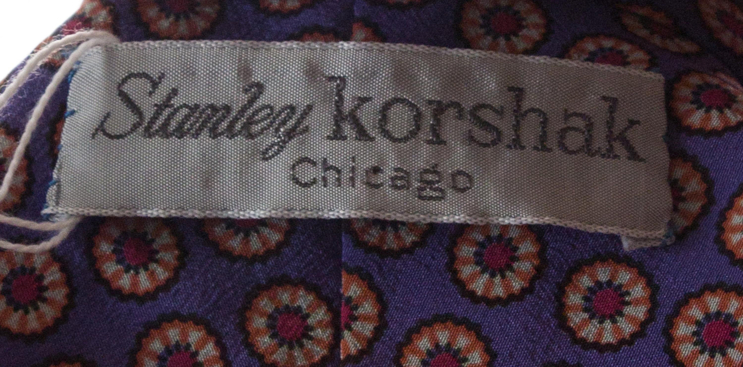 A Stanley Korshak Purple Silk Print Dress,