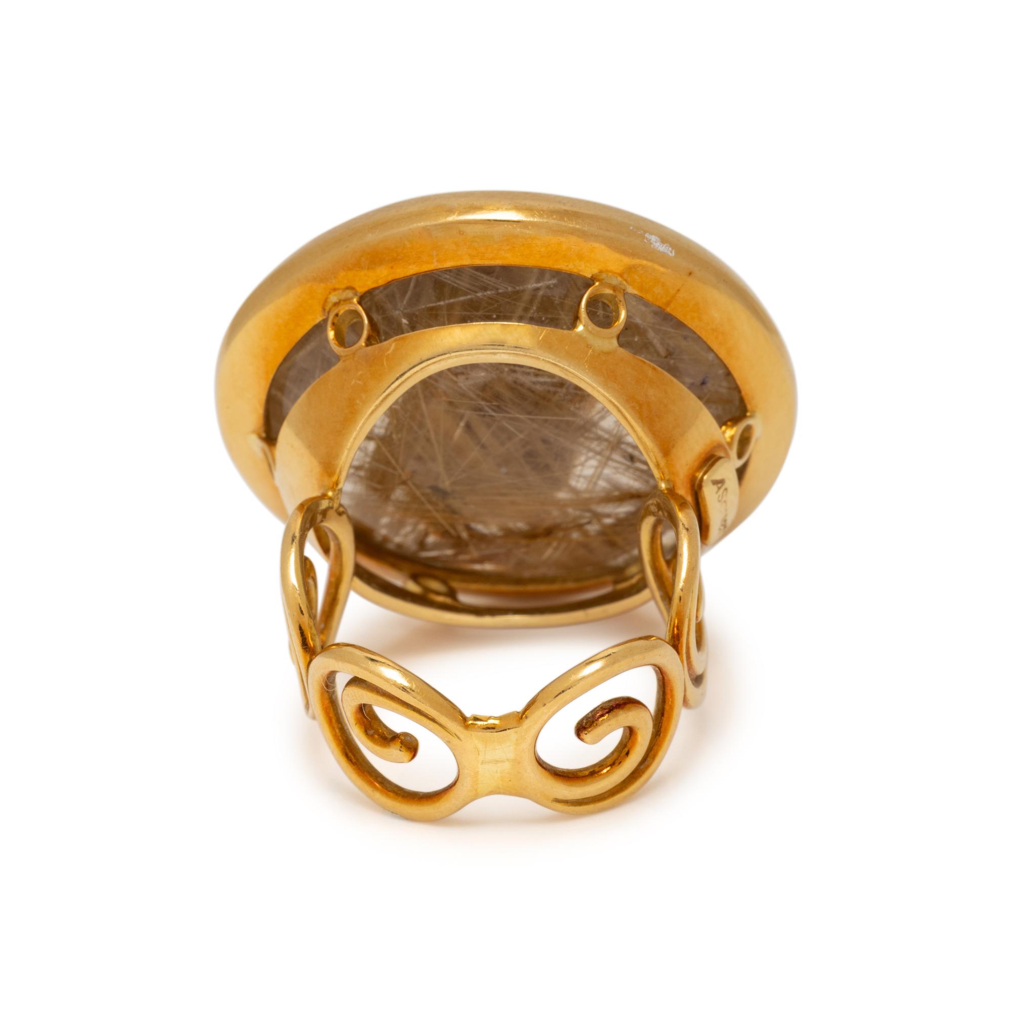 AMSTERDAM SAUER, RUTILATED QUARTZ, DIAMOND, AND YELLOW GOLD RING