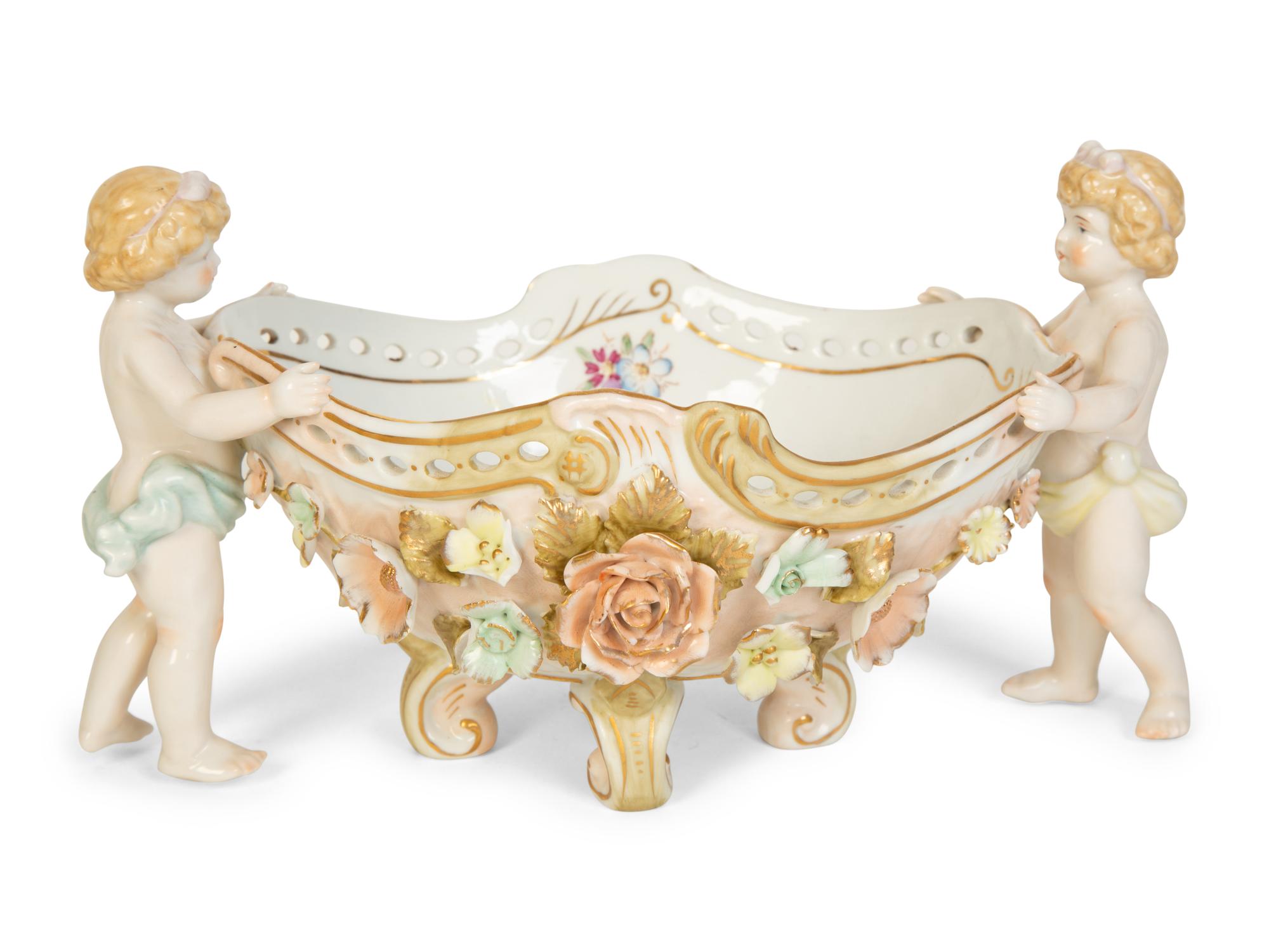 A Group of Six Continental Painted Porcelain Table Articles