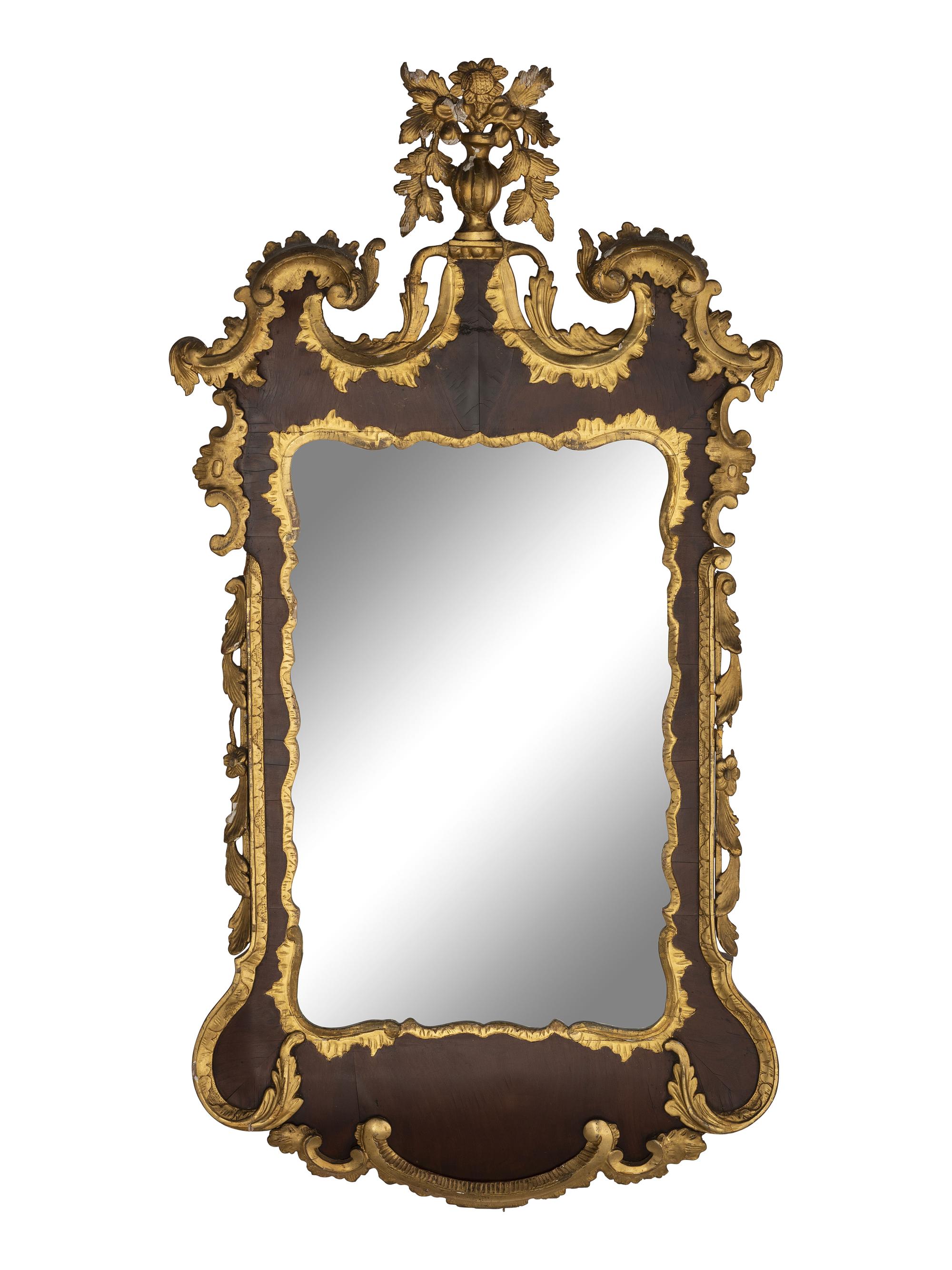 A George II Carved and Parcel-Gilt Mahogany Mirror