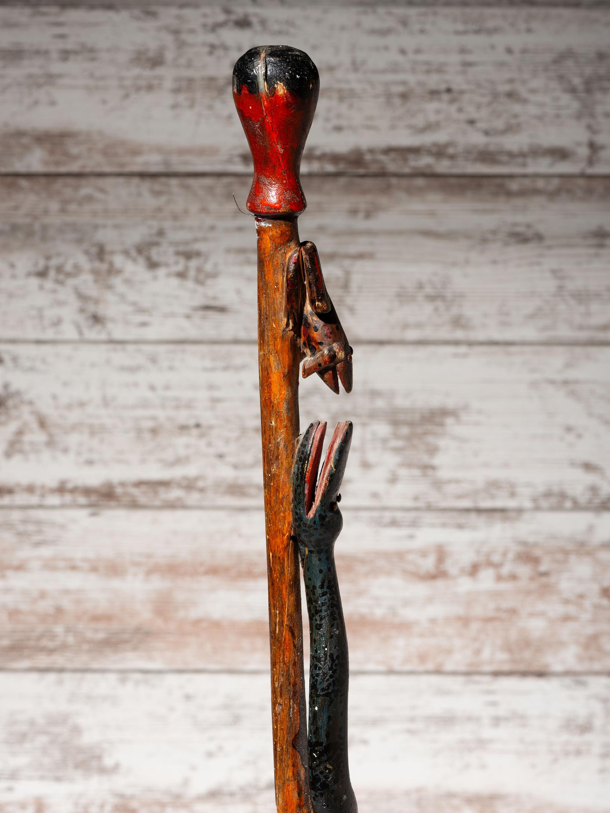 Sioux Carved Zoomorphic Staff